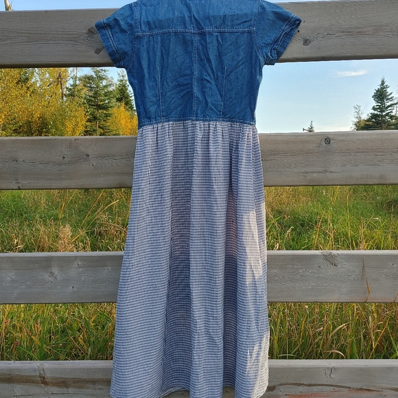 Vintage gingham and denim dress - Picture 2 of 3